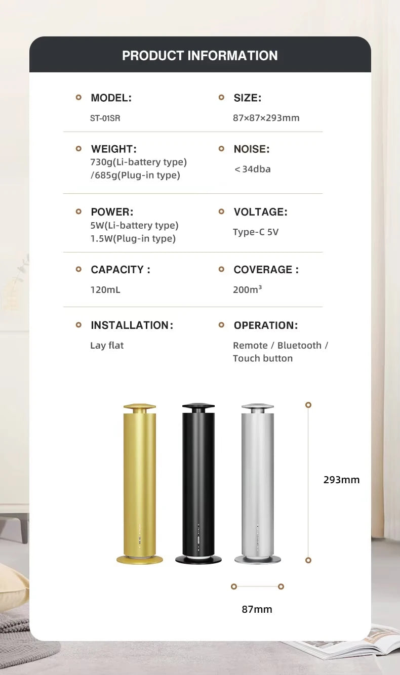 Modern Smart WIFI Small Towel Aroma Diffuser - 65m2 (ST01SR-LI)